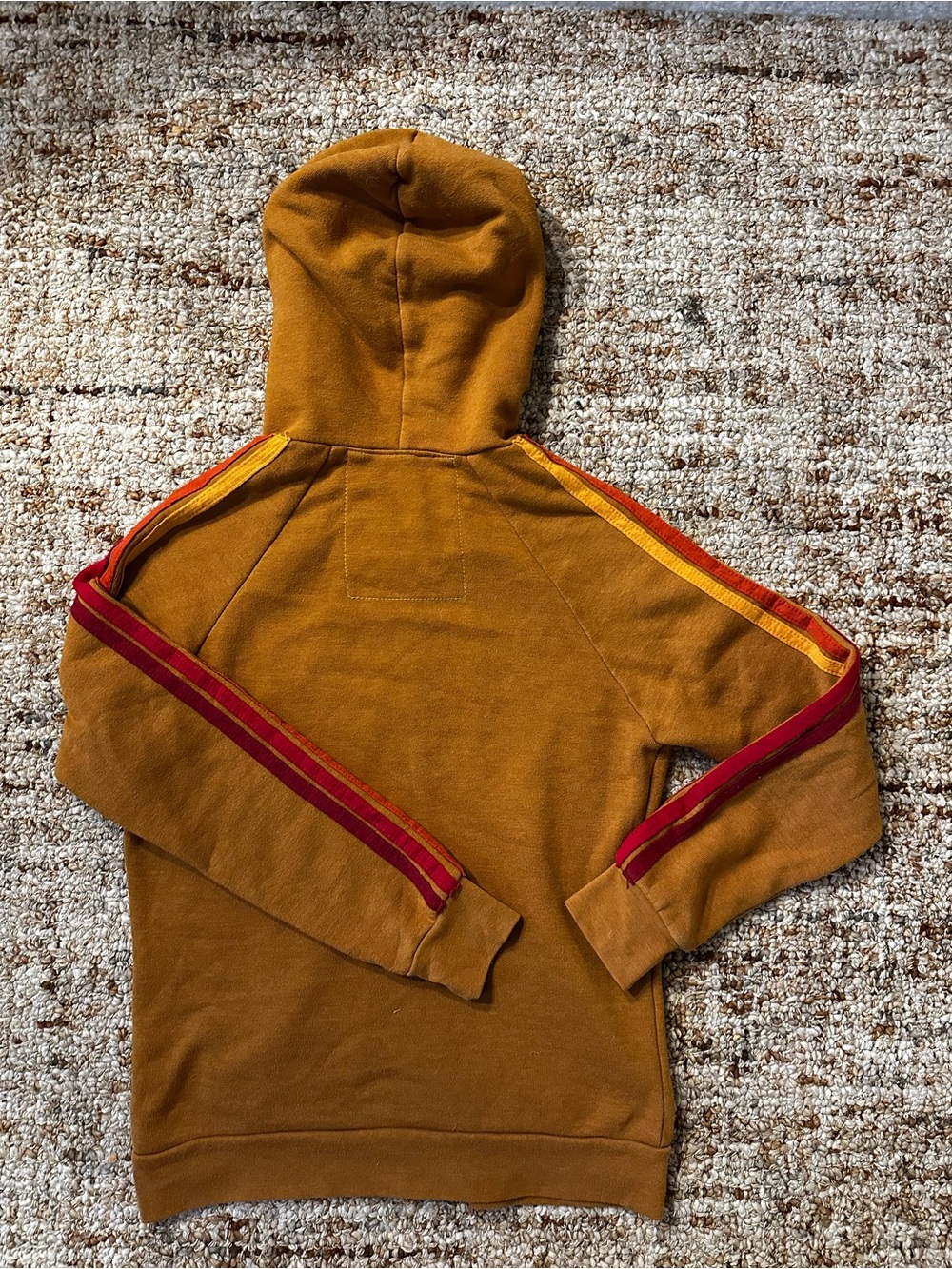 Aviator Nation Hooded Zip Sweater in Deep Mustard with Stripe Detail - Picture 5 of 5
